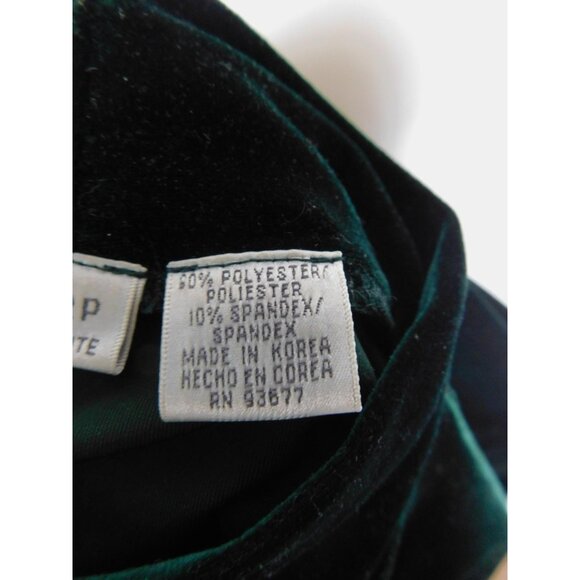 Vintage Jacqueline Ferrar Emerald Velvet Dress 12P - 90s Mock Neck - Excellent - Picture 9 of 10